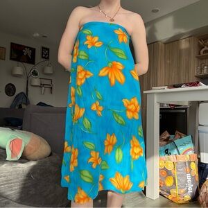 Vintage Retro Colorful Floral Print Dress/Maxi Skirt